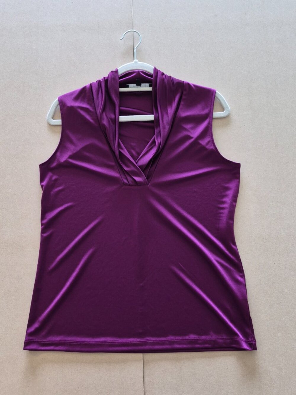 Jones New York Sleeveless Blouse Womens M Purple Draped Cowl Neck Career Top - Picture 4 of 8